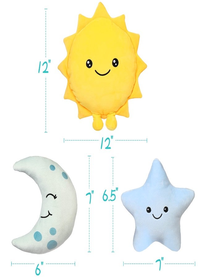 BenBen Sun Plush Toy 12 inch, Set of 3, 7 inch Stuffed Star and Moon, Cute Plushies Gift, Kids Bedroom Decorative Toy, Easter Basket Stuffers, Fun Plush Pillow for Home Décor - Image 2